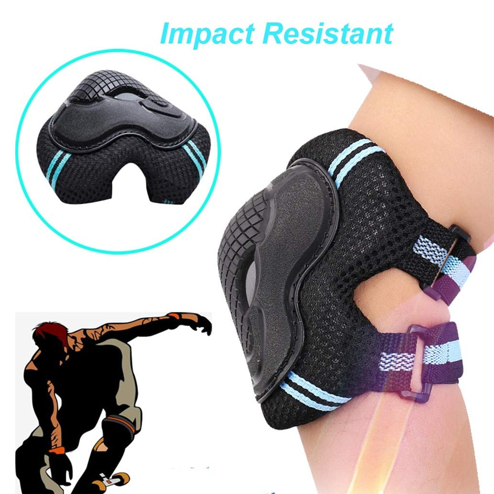 6 Pcs Set Safety Gears BLUE - Knee Protector, Elbow Pad, Wrist Guard