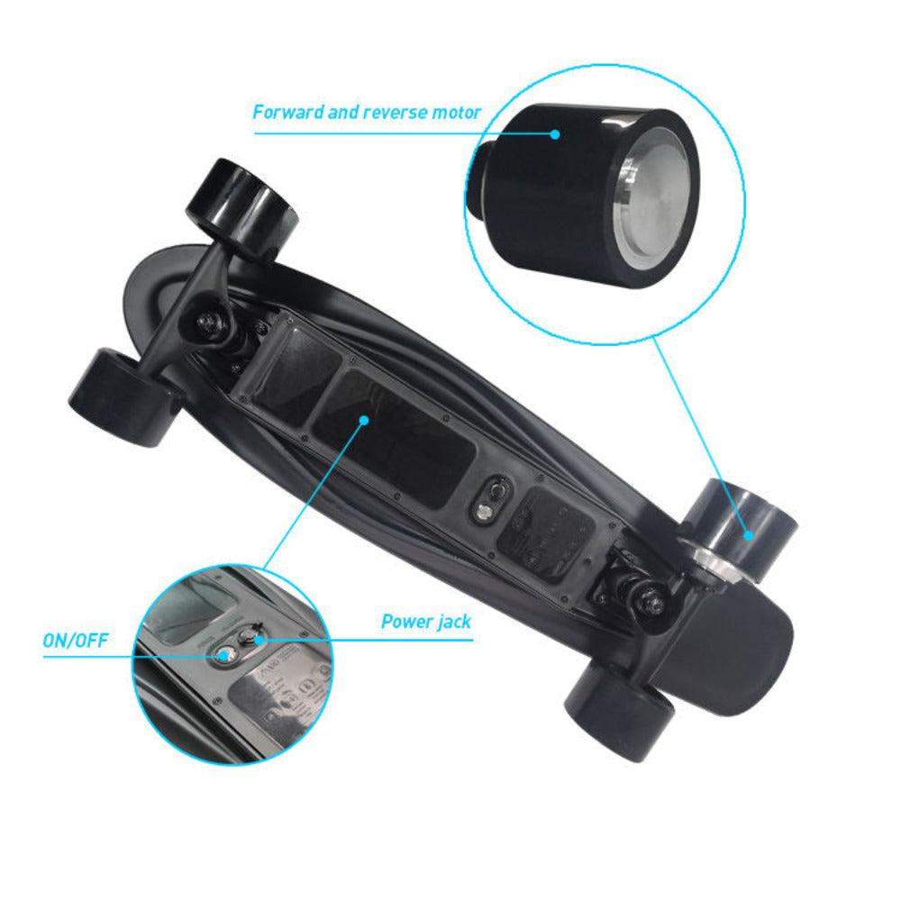 Black 350W Single Tail Desk Fish Electric Skateboard - Skateboard Australia