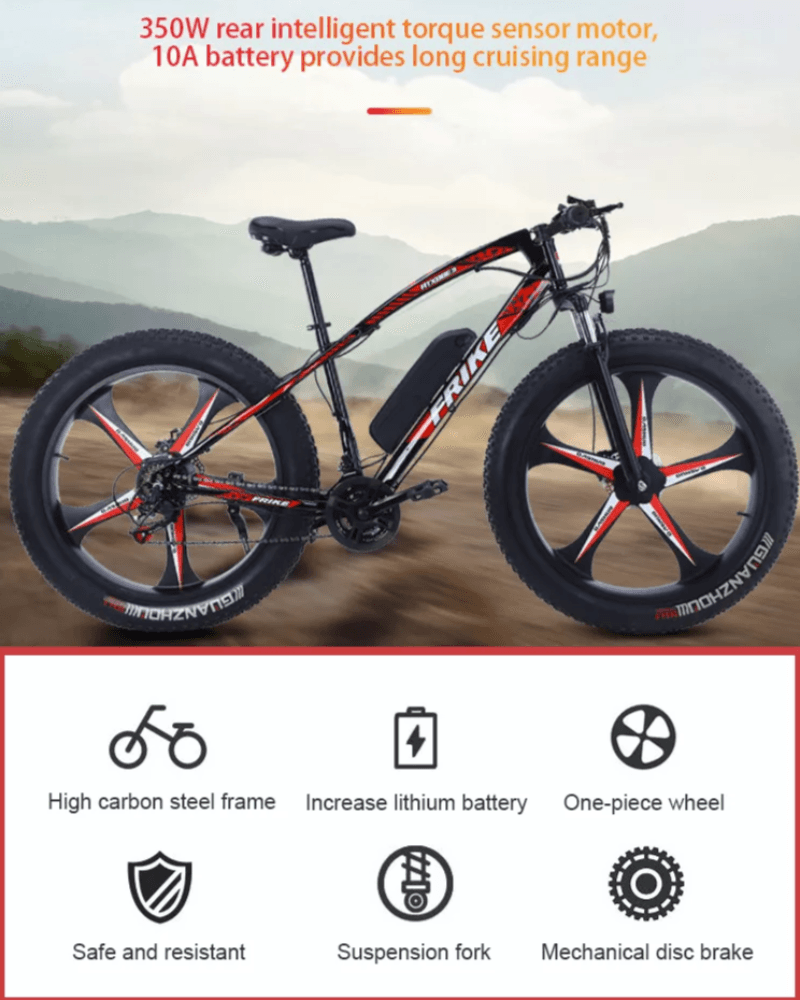 350W 36V 26 Inch 21 Speed Fat Tyre Electric Mountain Bike
